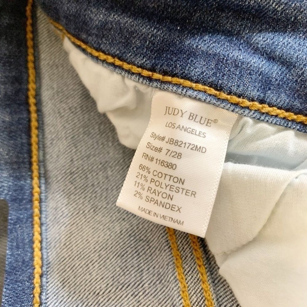 Judy Blue Womens Slim Fit High Rise Distressed Stretch Blue Denim Jeans Sz 7/ 28 - Picture 6 of 11